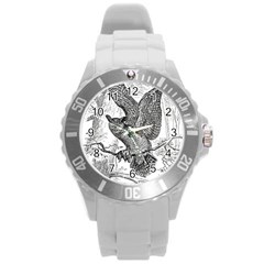 Owl-animals-wild-jungle-nature Round Plastic Sport Watch (l)