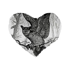 Owl-animals-wild-jungle-nature Standard 16  Premium Heart Shape Cushions