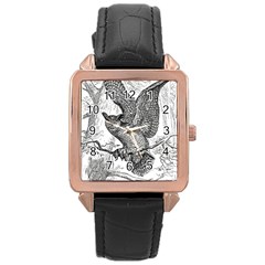 Owl-animals-wild-jungle-nature Rose Gold Leather Watch  by Jancukart