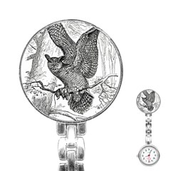 Owl-animals-wild-jungle-nature Stainless Steel Nurses Watch