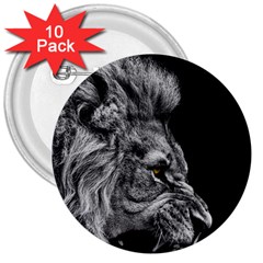 Angry Male Lion 3  Buttons (10 Pack) 