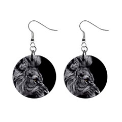 Angry Male Lion Mini Button Earrings by Jancukart