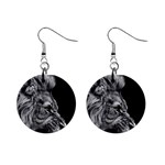 Angry Male Lion Mini Button Earrings Front