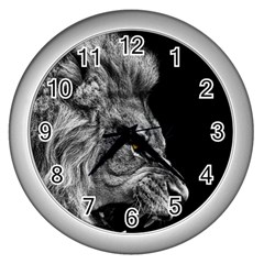 Angry Male Lion Wall Clock (silver) by Jancukart