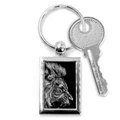 Angry Male Lion Key Chain (rectangle)