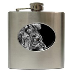 Angry Male Lion Hip Flask (6 Oz) by Jancukart