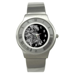 Angry Male Lion Stainless Steel Watch