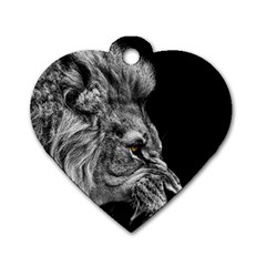 Angry Male Lion Dog Tag Heart (one Side) by Jancukart