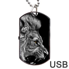 Angry Male Lion Dog Tag Usb Flash (one Side)