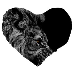 Angry Male Lion Large 19  Premium Heart Shape Cushions