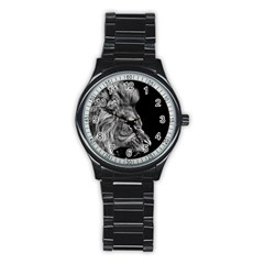 Angry Male Lion Stainless Steel Round Watch by Jancukart