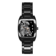 Angry Male Lion Stainless Steel Barrel Watch