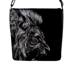 Angry Male Lion Flap Closure Messenger Bag (l)