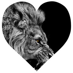 Angry Male Lion Wooden Puzzle Heart by Jancukart