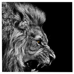 Angry Male Lion Wooden Puzzle Square by Jancukart