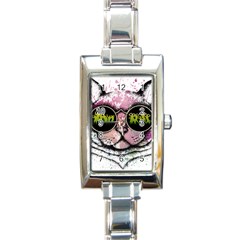 Black-cat-head Rectangle Italian Charm Watch