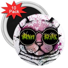 Black-cat-head 3  Magnets (10 Pack) 