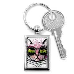 Black-cat-head Key Chain (rectangle)