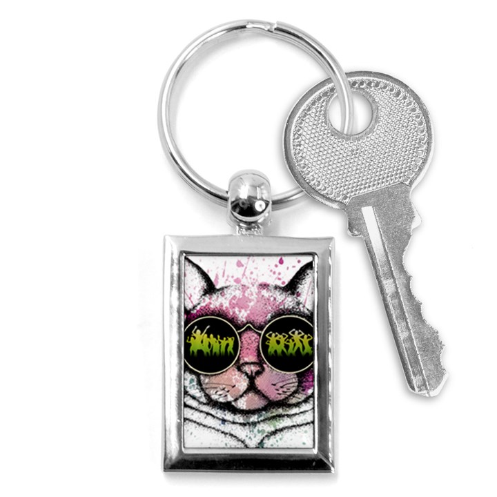 Black-cat-head Key Chain (Rectangle)