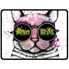 Black-cat-head Fleece Blanket (large) 