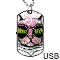 Black-cat-head Dog Tag Usb Flash (one Side)