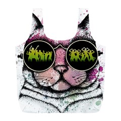 Black-cat-head Full Print Recycle Bag (l) by Jancukart