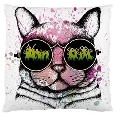 Black-cat-head Large Flano Cushion Case (two Sides)