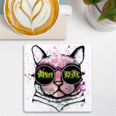 Black-cat-head Uv Print Square Tile Coaster  by Jancukart