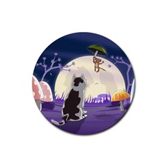 Cat-kitty-mouse-mice-escape-trick Rubber Round Coaster (4 Pack) by Jancukart