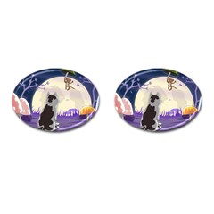 Cat-kitty-mouse-mice-escape-trick Cufflinks (oval)