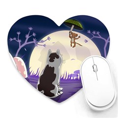 Cat-kitty-mouse-mice-escape-trick Heart Mousepads