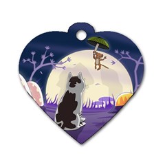 Cat-kitty-mouse-mice-escape-trick Dog Tag Heart (one Side)