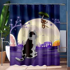 Cat-kitty-mouse-mice-escape-trick Shower Curtain 60  X 72  (medium)  by Jancukart