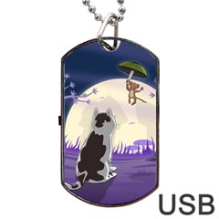 Cat-kitty-mouse-mice-escape-trick Dog Tag Usb Flash (one Side)