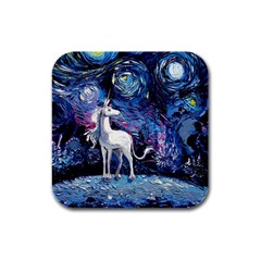 Unicorn Starry Night Rubber Square Coaster (4 Pack) by Jancukart