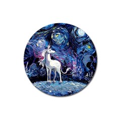 Unicorn Starry Night Magnet 3  (round) by Jancukart