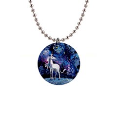 Unicorn Starry Night 1  Button Necklace by Jancukart