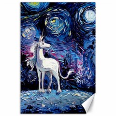 Unicorn Starry Night Canvas 24  X 36  by Jancukart