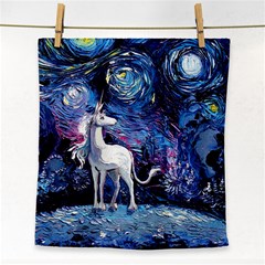 Unicorn Starry Night Face Towel by Jancukart