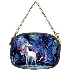 Unicorn Starry Night Chain Purse (two Sides) by Jancukart