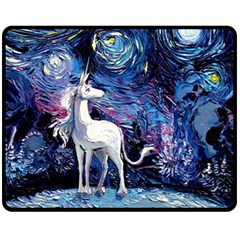 Unicorn Starry Night Fleece Blanket (medium)  by Jancukart