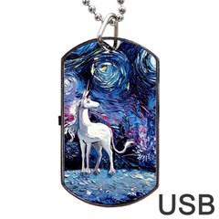 Unicorn Starry Night Dog Tag Usb Flash (one Side)