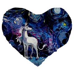 Unicorn Starry Night Large 19  Premium Heart Shape Cushions