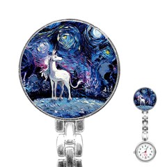 Unicorn Starry Night Stainless Steel Nurses Watch by Jancukart