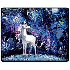 Unicorn Starry Night Double Sided Fleece Blanket (medium)  by Jancukart