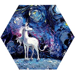 Unicorn Starry Night Wooden Puzzle Hexagon by Jancukart