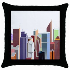 City-urban-buildings-skyscraper Throw Pillow Case (black)