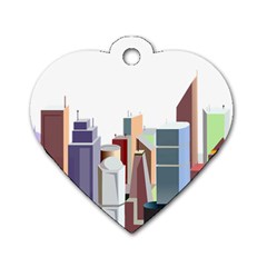 City-urban-buildings-skyscraper Dog Tag Heart (one Side) by Jancukart