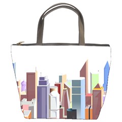 City-urban-buildings-skyscraper Bucket Bag