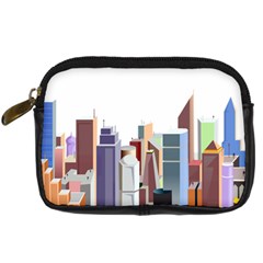 City-urban-buildings-skyscraper Digital Camera Leather Case